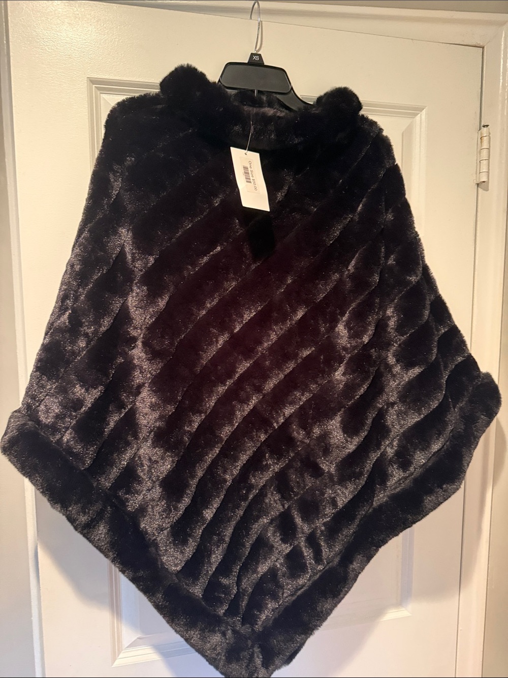 Lux Faux Fur Black Poncho - Brand: